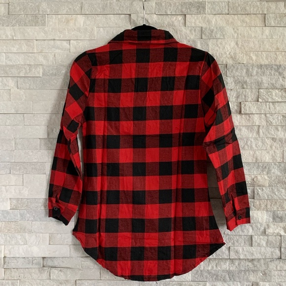 Women’s Red and Black Flannel Slim Fit Button Down - Picture 5 of 5